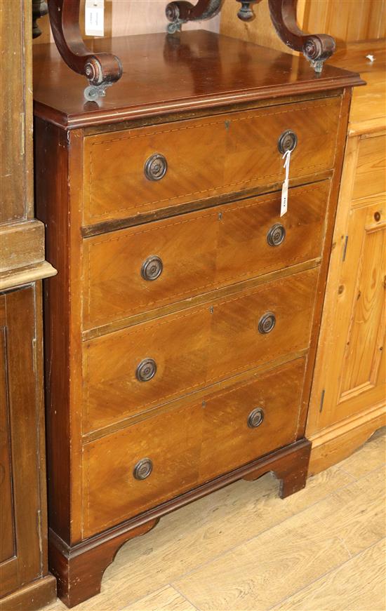 An Edwardian inlaid mahogany chest of four drawers W.73cm